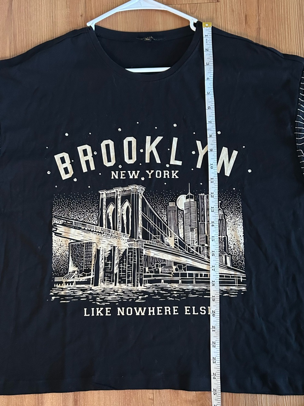 NWT Brooklyn New York Graphic Tee in Black with Embellishments Women’s - Picture 5 of 8